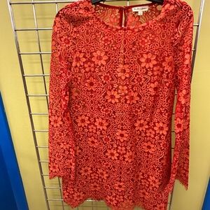 For Love & Lemon’s Women’s large Red Lovebird Lace Dress No Lining